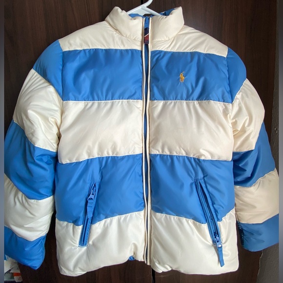 Ralph Lauren Blue and White Youth Boy's Puffer Jacket